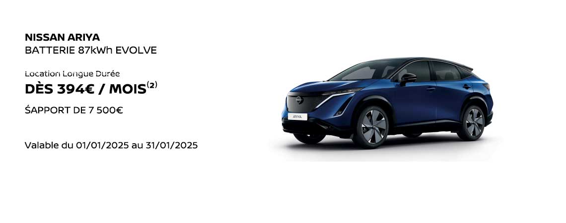 NISSAN ARIYA  BATTERIE 87kWh EVOLVE DÈS 394€ / MOIS