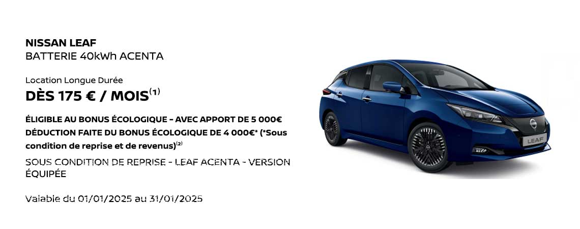 NISSAN LEAF BATTERIE 40kWh ACENTA DÈS 175 € / MOIS 