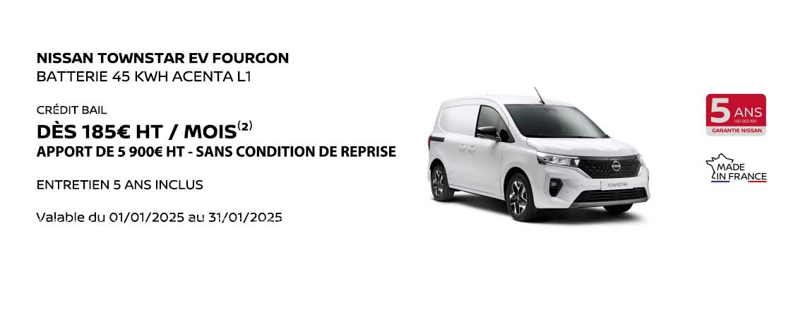 NISSAN TOWNSTAR EV FOURGON  BATTERIE 45 KWH ACENTA L1 