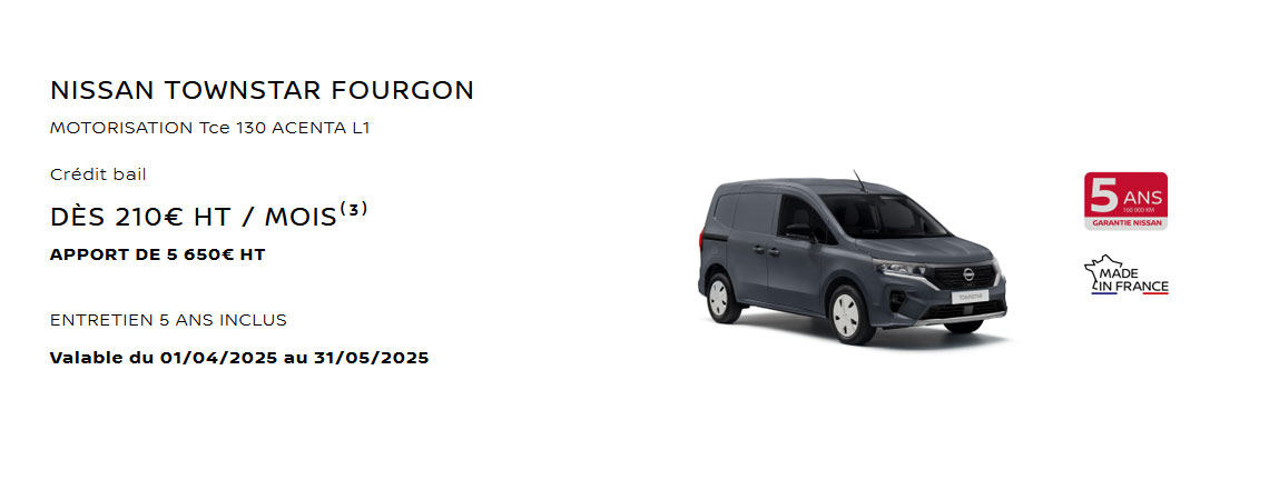 NISSAN TOWNSTAR FOURGON MOTORISATION Tce 130 ACENTA L1 