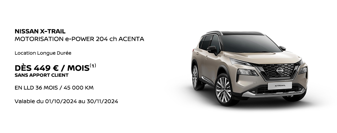 NISSAN X-TRAIL MOTORISATION e-POWER 204 ch ACENTA DÈS 449 €/MOIS