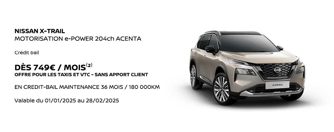 NISSAN X-TRAIL  MOTORISATION e-POWER 204ch ACENTA DÈS 749€ / MOIS