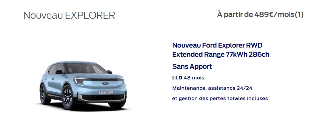 Nouveau Explorer 100% Électrique À partir de 489€/mois