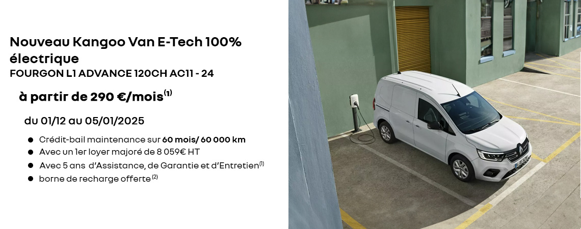 Nouveau Kangoo Van E-Tech 100% électrique à partir de 290 €/mois