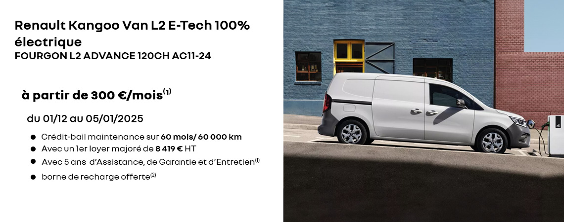 Nouveau Kangoo Van L2 E-Tech 100% électrique à partir de 300 €/mois