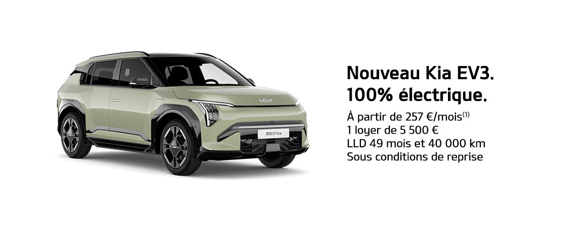 Nouveau Kia EV3 100% électrique À partir de 257 €/mois