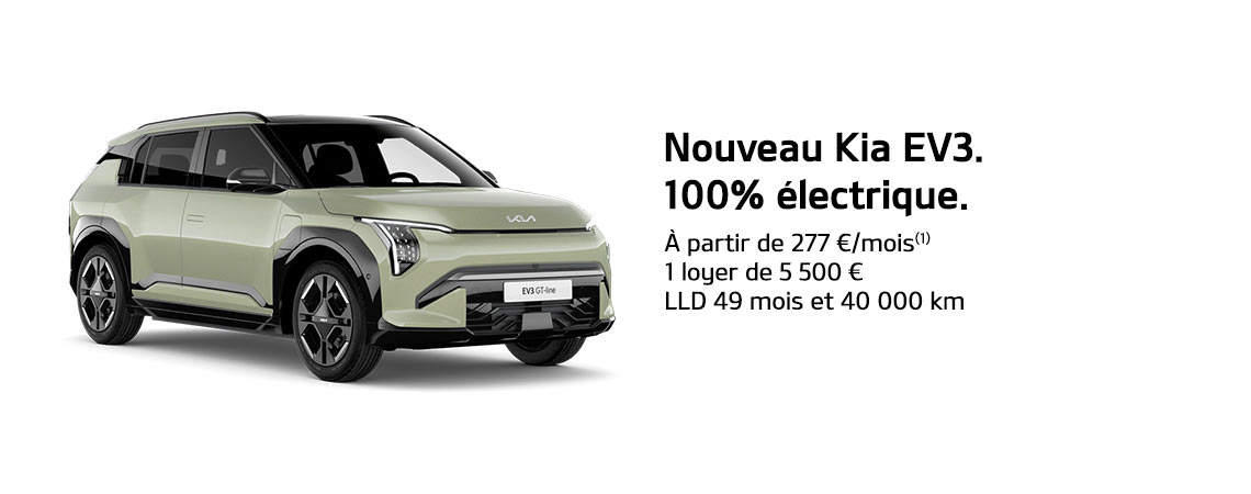 Nouveau Kia EV3 100% électrique à partir de 277 €/mois 