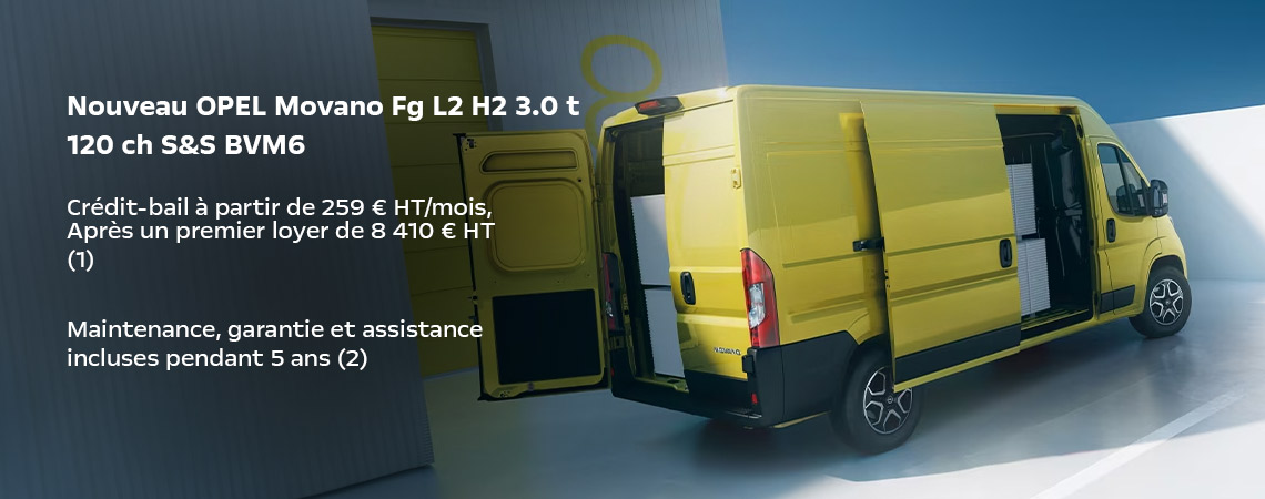 Nouveau Movano Fg L2 H2 3.0 t 120 Blue HDi S&S BVM6 À partir de 259 € HT/mois