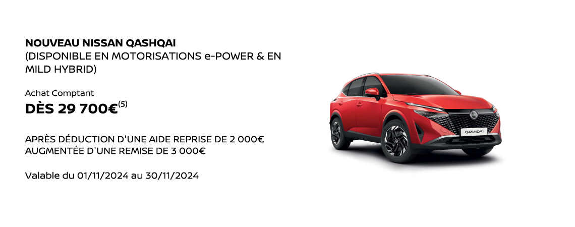 NOUVEAU NISSAN QASHQAI (DISPONIBLE EN MOTORISATIONS e-POWER & EN MILD HYBRID) DÈS 29 700 €