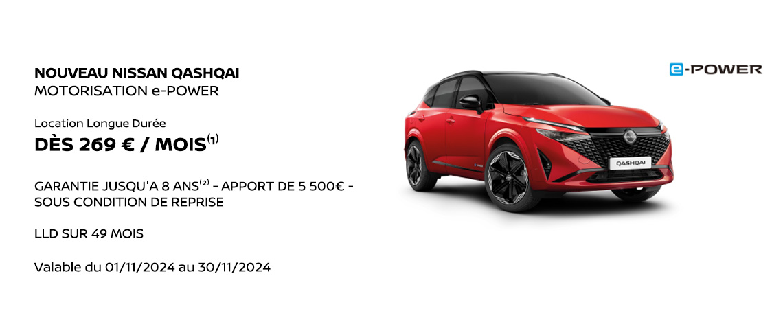 NOUVEAU NISSAN QASHQAI MOTORISATION e-POWER DÈS 269 €/MOIS