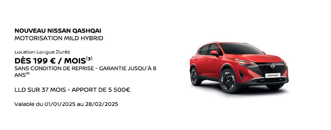 NOUVEAU NISSAN QASHQAI MOTORISATION MILD HYBRID DÈS 199 € / MOIS