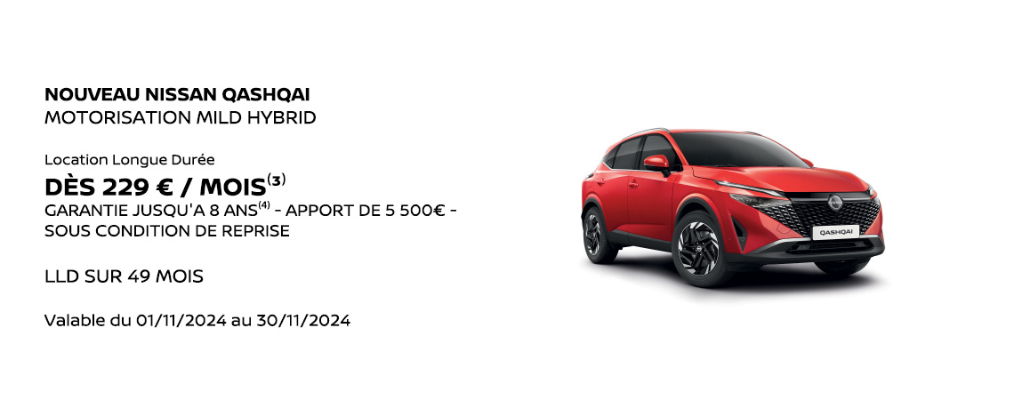 NOUVEAU NISSAN QASHQAI MOTORISATION MILD HYBRID DÈS DÈS 229 € / MOIS