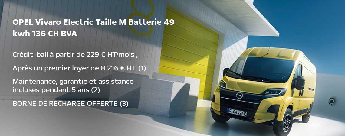 Nouveau OPEL Vivaro Electric Taille M Batterie 50 kwh 136 CH BVA à partir de 229 € HT/mois