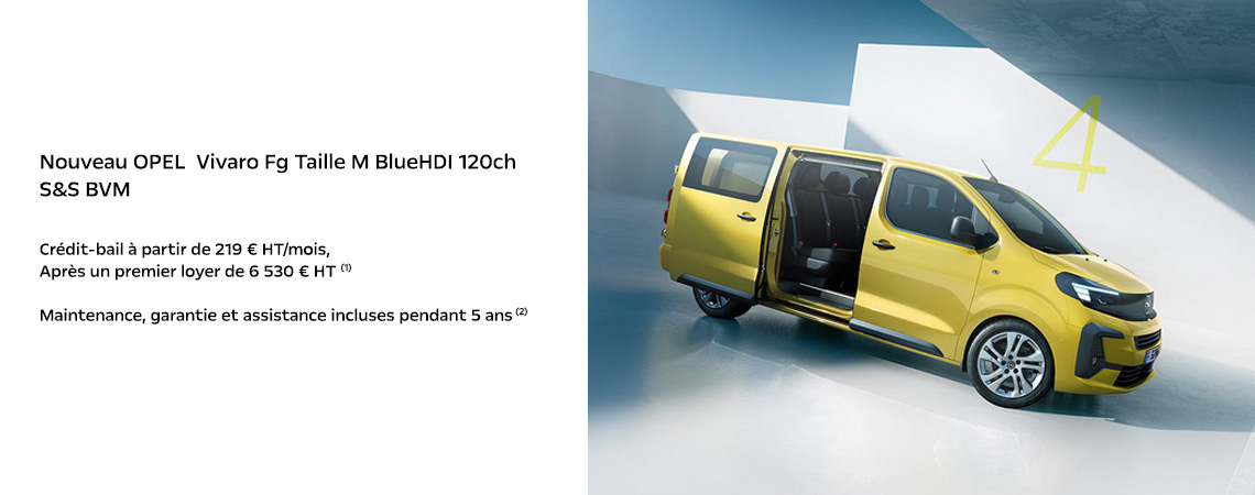 Nouveau OPEL Vivaro Fg Taille M BlueHDI 120ch S&S BVM à partir de 219 € HT/mois