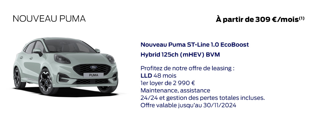 NOUVEAU PUMA À PARTIR DE 309 €/MOIS(1)