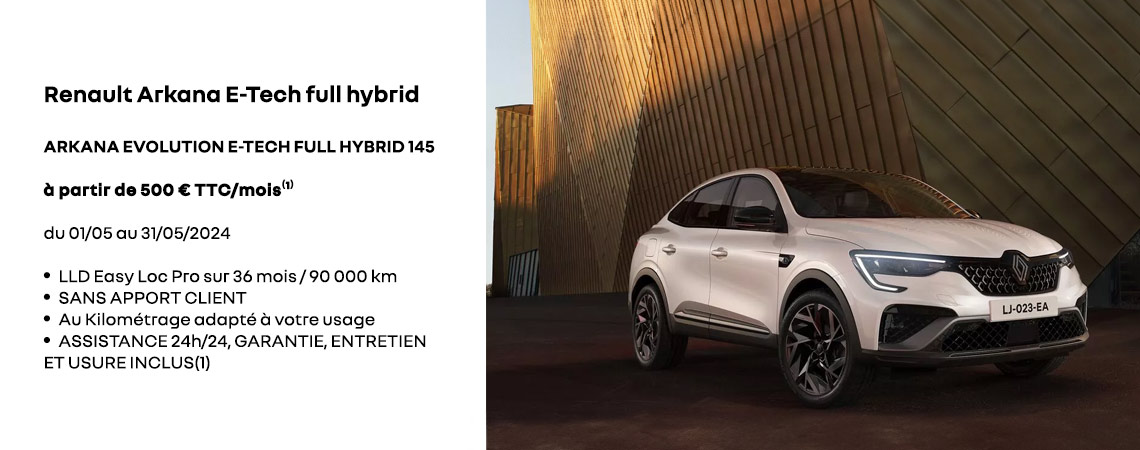 Nouveau Renault Arkana E-Tech Full Hybrid 145 à partir de 500 € TTC/mois