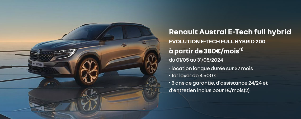 Nouveau Renault Austral E-Tech full hybrid à partir de 380€/mois