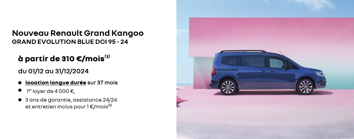 Nouveau Renault Grand Kangoo à partir de 310 €/mois