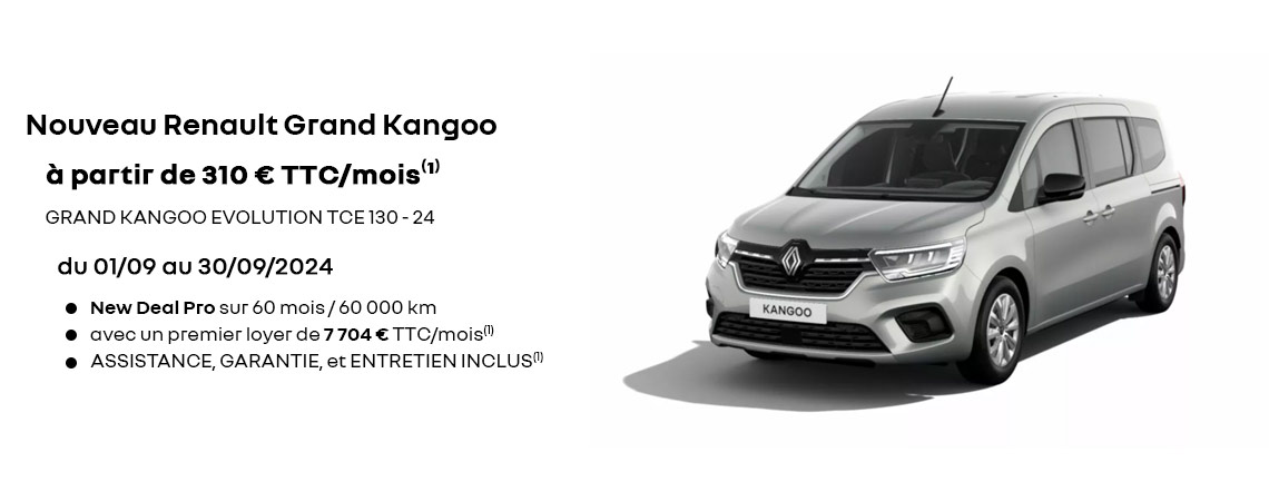 Nouveau Renault Grand Kangoo à partir de 310 € TTC/mois