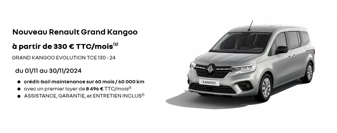 Nouveau Renault Grand Kangoo à partir de 330 € TTC/mois