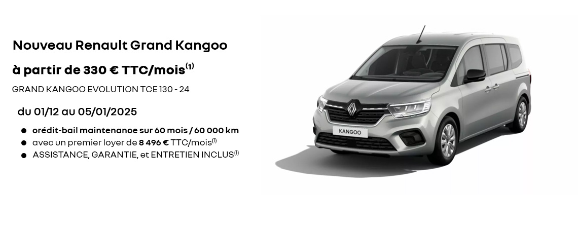 Nouveau Renault Grand Kangoo à partir de 330 €/mois