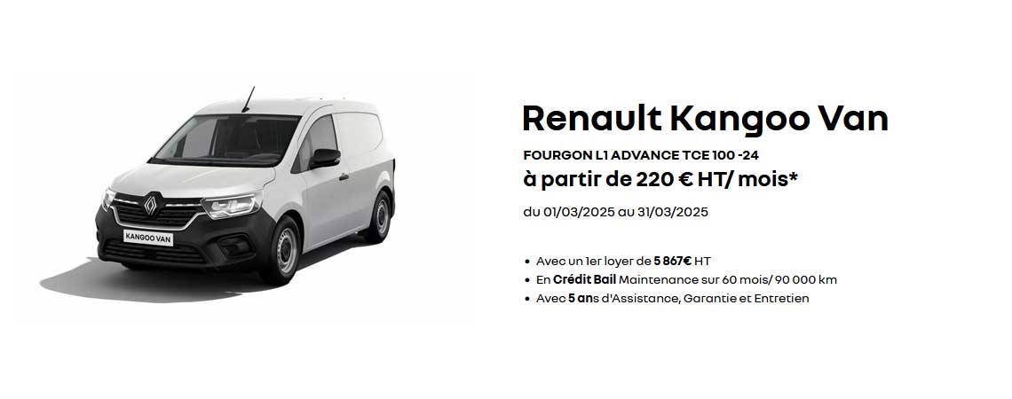 Nouveau Renault Kangoo Van à partir de 220 €/mois