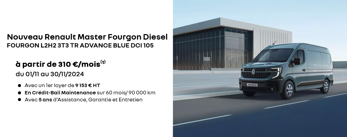 Nouveau Renault Master Fourgon Diesel à partir de 310 €/mois