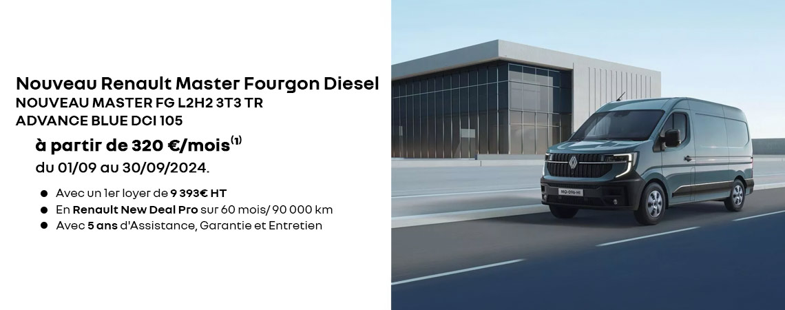 Nouveau Renault Master Fourgon Diesel à partir de 320 €/mois