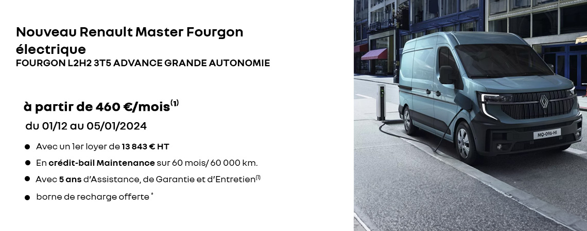 Nouveau Renault Master Fourgon électrique à partir de 460 €/mois