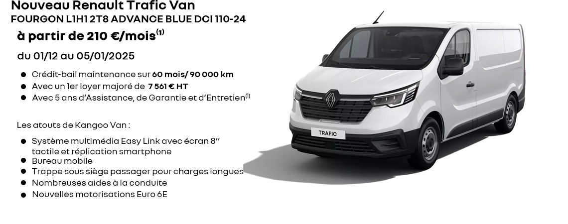 Nouveau Renault Trafic Van à partir de 210 €/mois