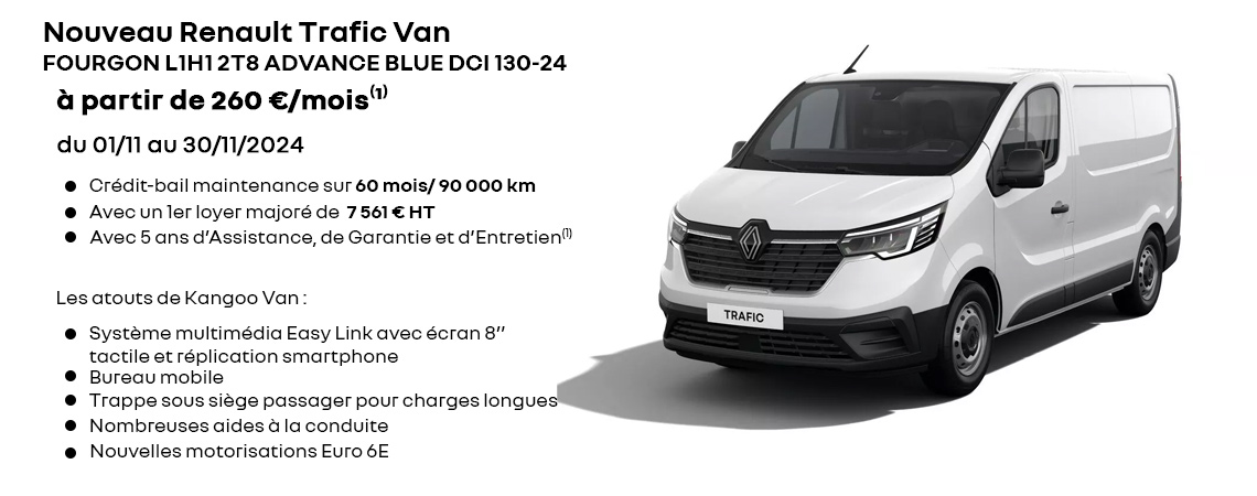 Nouveau Renault Trafic Van à partir de 260 €/mois