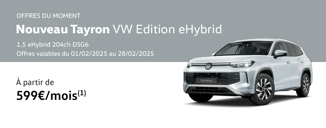 Nouveau Tayron VW Edition eHybrid 1.5 eHybrid 204ch DSG6 À partir de 599€/mois