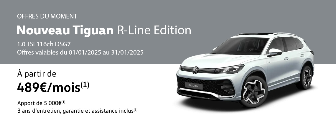 Nouveau Tiguan R-Line Edition 1.5 eTSI 150 ch DSG7 À partir de 489€/mois