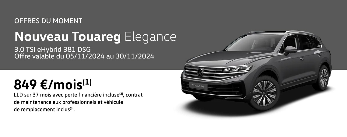 Nouveau Touareg Elegance 3.0 TSI eHybrid 381 DSG À partir de 849 €/mois