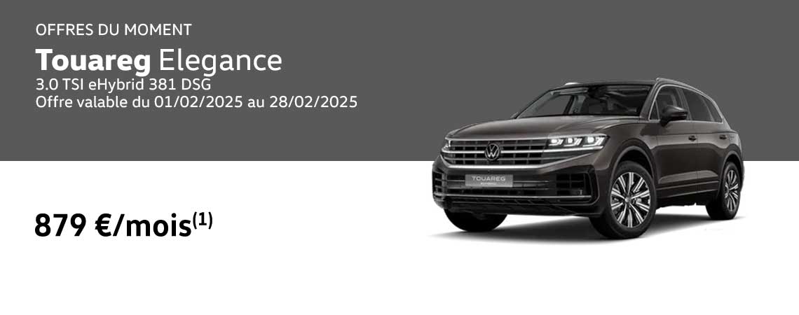 Nouveau Touareg Elegance 3.0 TSI eHybrid 381 DSG À partir de 879 €/mois