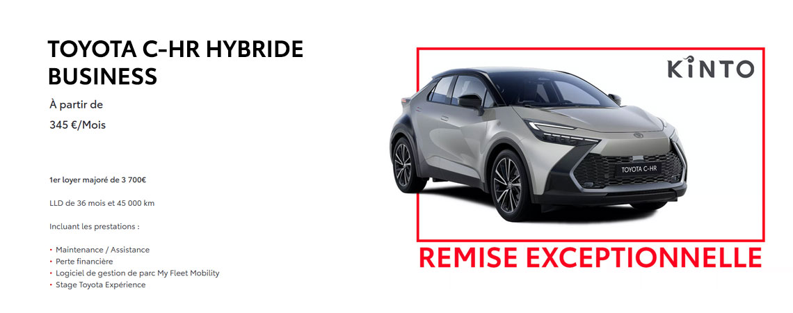 NOUVEAU TOYOTA C-HR HYBRIDE BUSINESS À PARTIR DE 345 €/MOIS