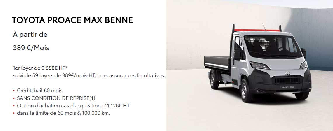 NOUVEAU TOYOTA PROACE MAX BENNE À PARTIR DE 389 €/MOIS