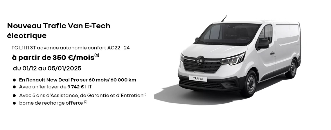 Nouveau Trafic Van E-Tech électrique à partir de 350 €/mois