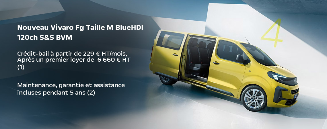 Nouveau Vivaro Fg Taille M BlueHDI 120ch S&S BVM À partir de 229 € HT/mois