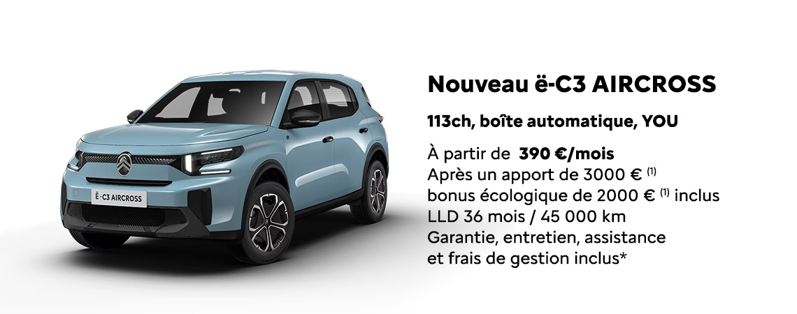 Nouveau ë-C3 AIRCROSS 113ch, boîte automatique, YOU À partir de 390 €/mois