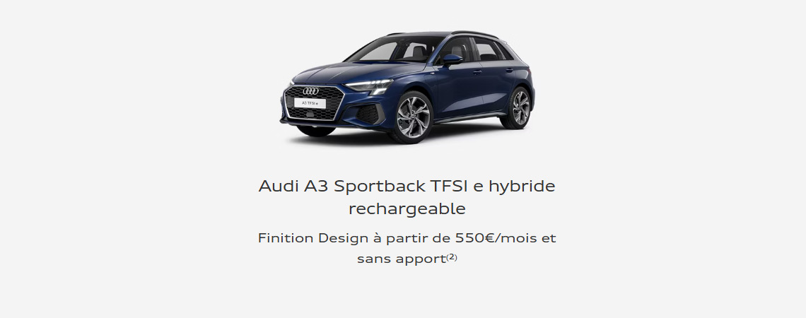 Nouvelle Audi A3 Sportback TFSI e hybride rechargeable à partir de 590 €/mois 