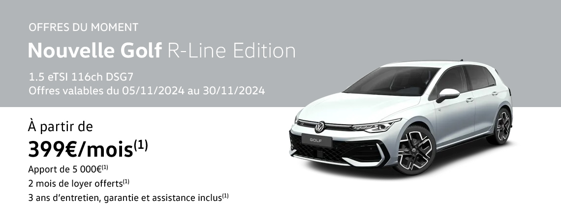 Nouvelle Golf R-Line Edition 1.5 eTSI 116ch À partir de 399€/mois