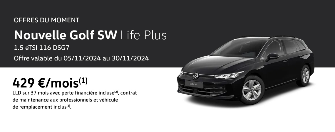 Nouvelle Golf SW Life Plus 1.5 eTSI 116 DSG7 À partir de 429 €/mois