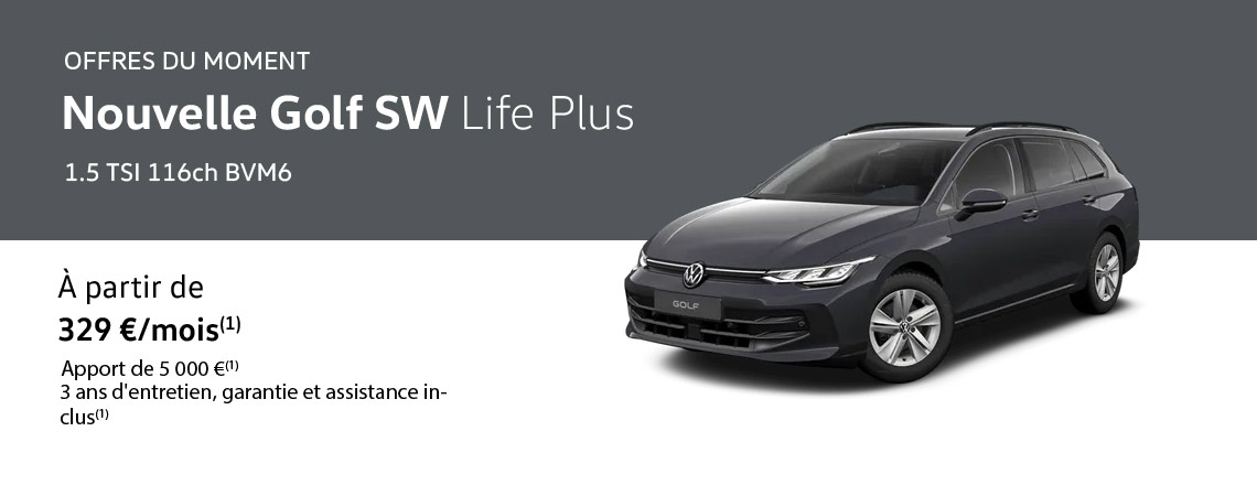 Nouvelle Golf SW Life Plus 1.5 TSI 116ch BVM6 À partir de 329 €/mois