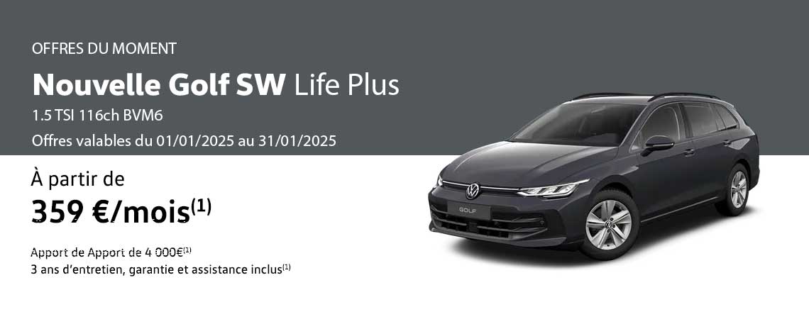 Nouvelle Golf SW Life Plus 1.5 TSI 116ch BVM6 À partir de 359 €/mois