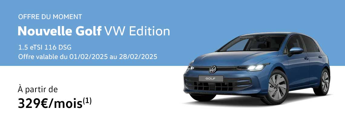 Nouvelle Golf VW Edition 1.5 eTSI 116 DSG À partir de 329 €/mois