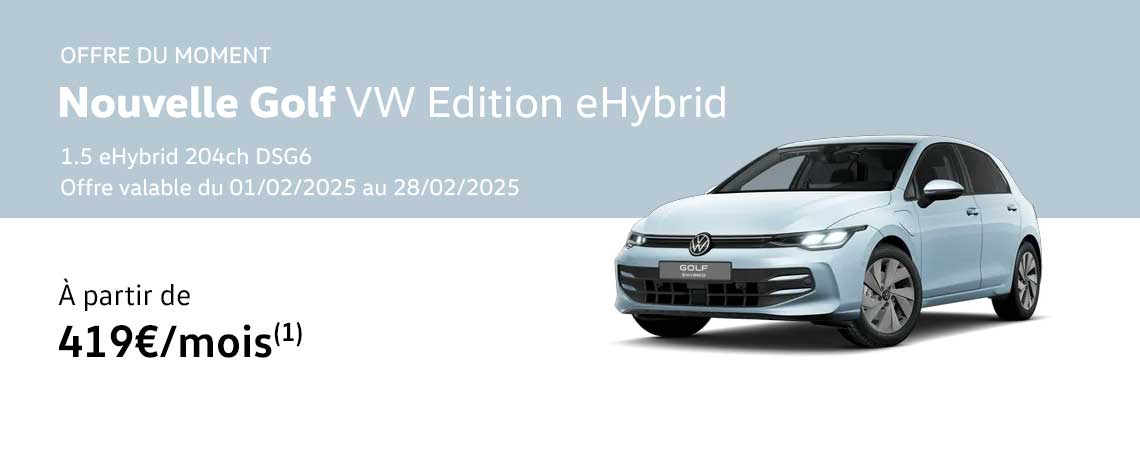 Nouvelle Golf VW Edition eHybrid à partir de 419 €/mois