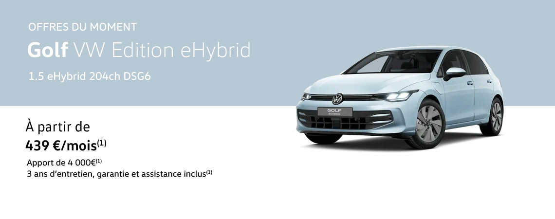 Nouvelle Golf VW Edition eHybrid à partir de 389€/mois