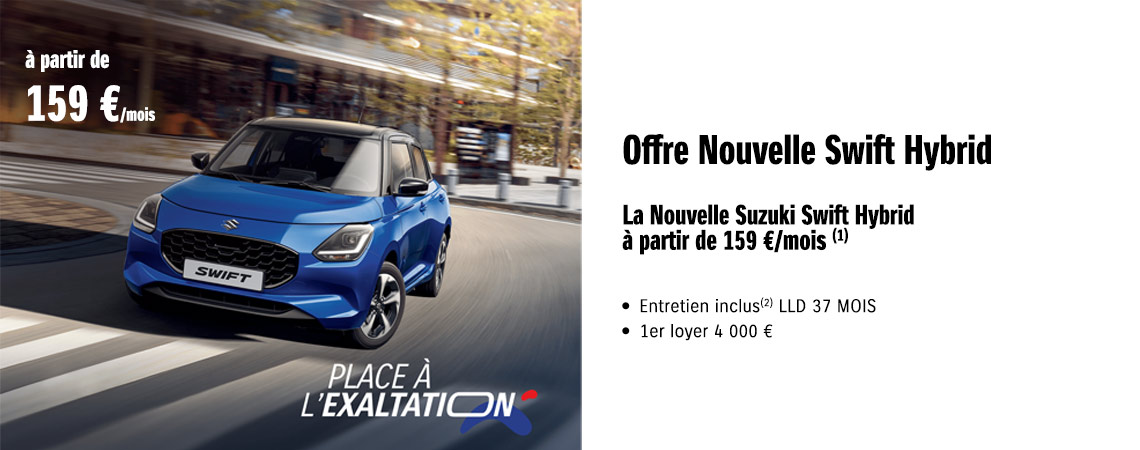 NOUVELLE SUZUKI SWIFT HYBRID À PARTIR DE 159 €/mois