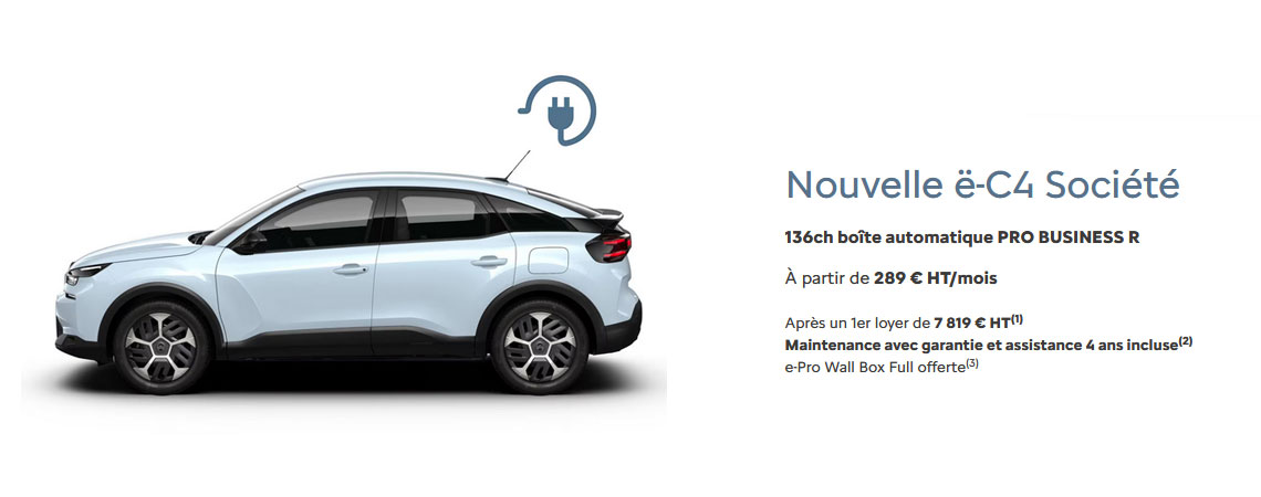 Nouvelle ë-C4 Société Hybride 136ch boîte automatique PRO BUSINESS R  À partir de 289 € HT/mois